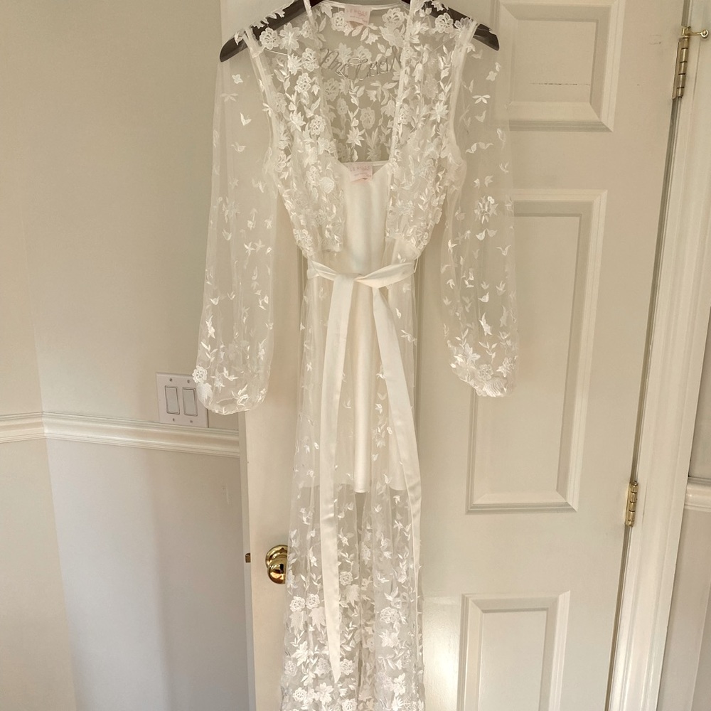 Bridal Lace Robe with Silk Slip